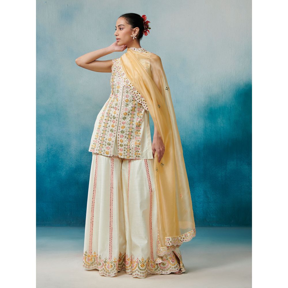 SUHINO Front Open Kurta Gharara & Dupatta (Set of 3)