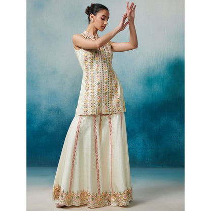 SUHINO Front Open Kurta Gharara & Dupatta (Set of 3)