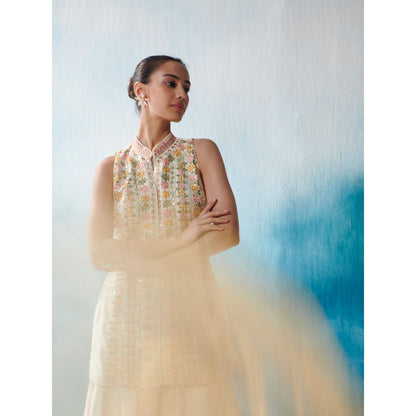 SUHINO Front Open Kurta Gharara & Dupatta (Set of 3)