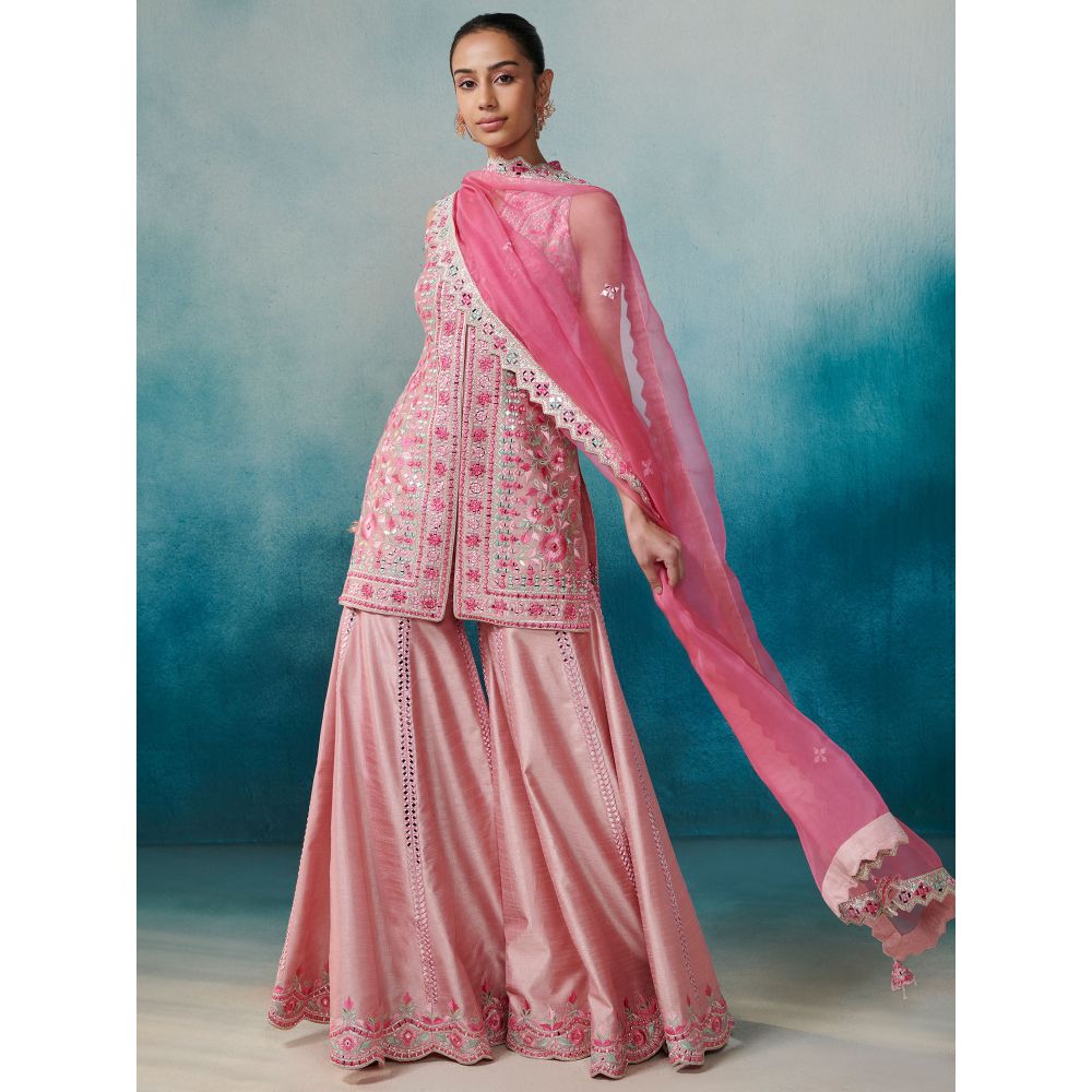 SUHINO Front Open Kurta Gharara & Dupatta (Set of 3)