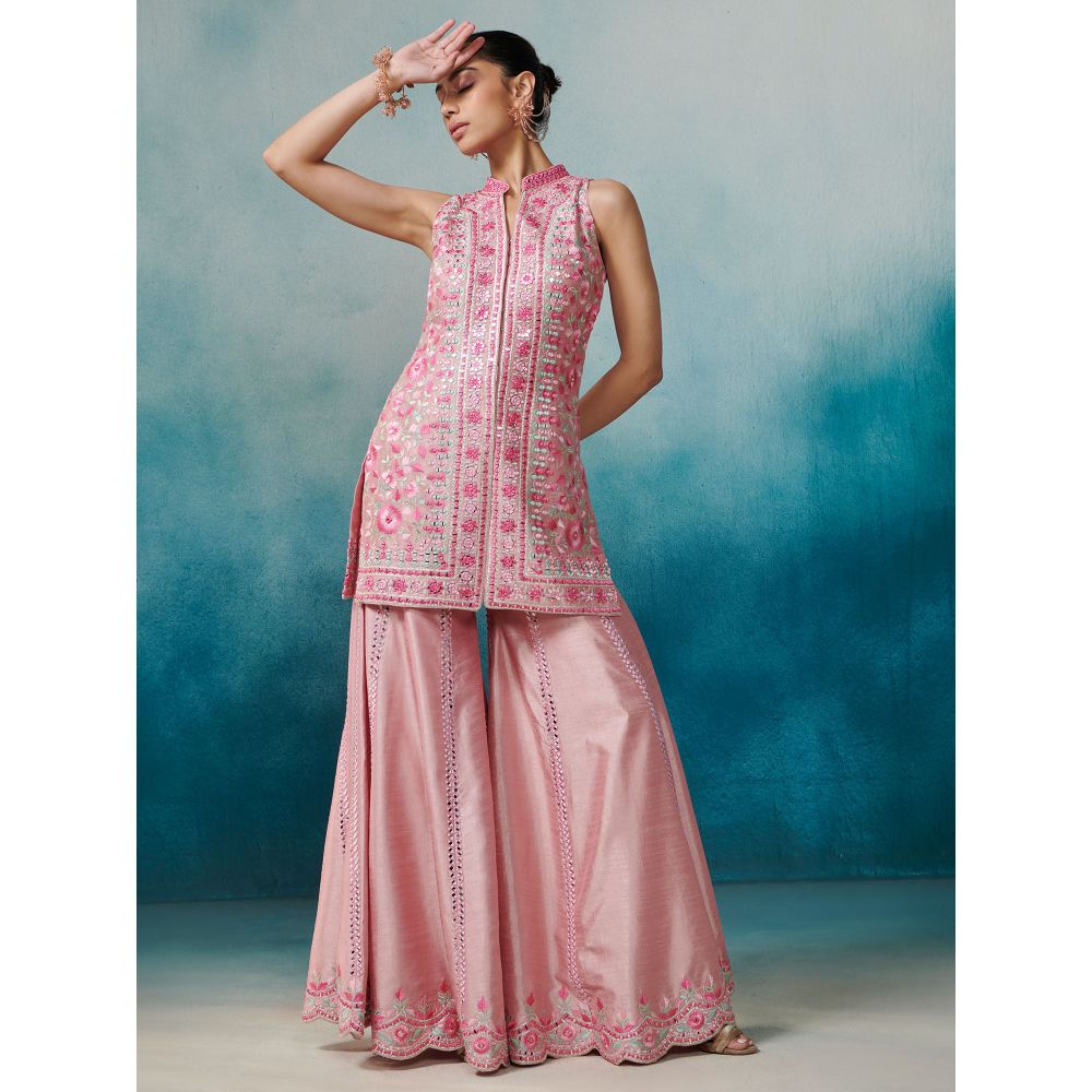 SUHINO Front Open Kurta Gharara & Dupatta (Set of 3)