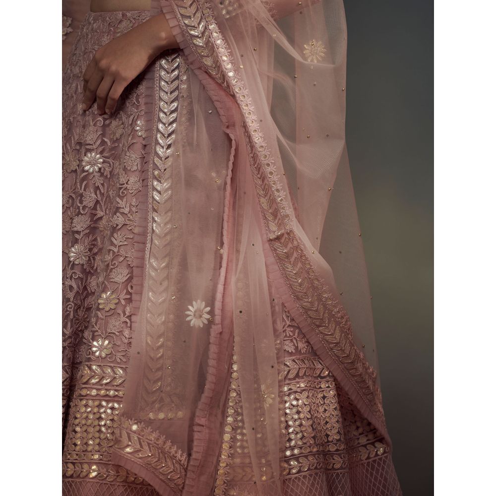 SUHINO Mauve Lehenga Blouse & Dupatta (Set of 3)