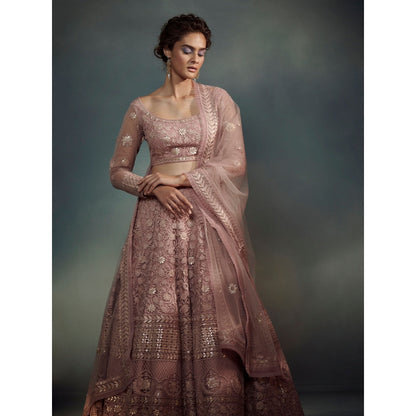 SUHINO Mauve Lehenga Blouse & Dupatta (Set of 3)
