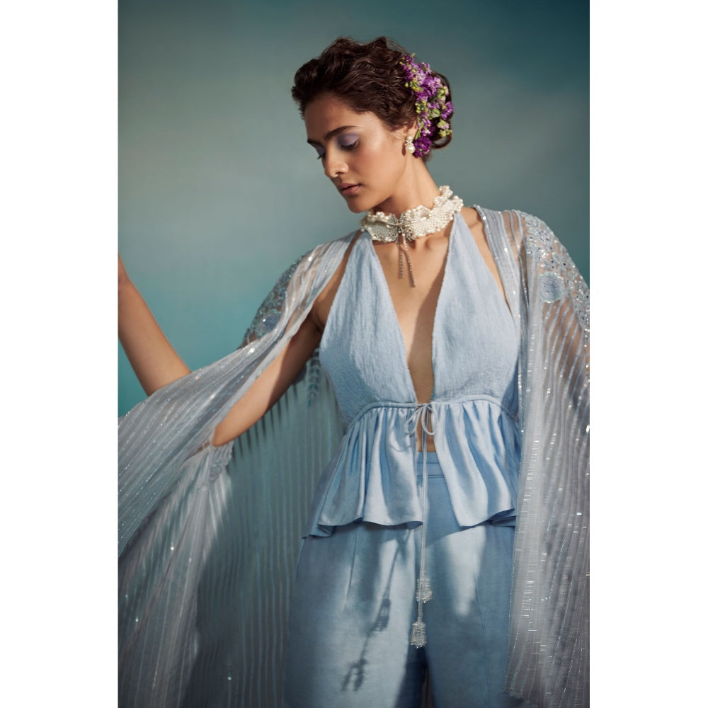 SUHINO Ice-Blue Co-Ord (Set of 3)