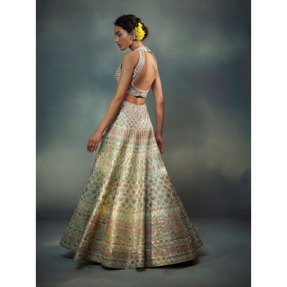 SUHINO Mint Green Lehenga Blouse & Dupatta (Set of 3)