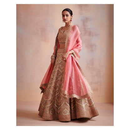 SUHINO Mauve Colour Tissue Lehenga with Blouse & Dupatta (Set of 3)