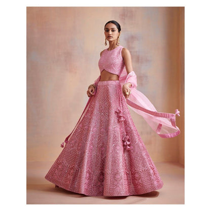 SUHINO Pink Lehenga with Blouse & Dupatta (Set of 3)