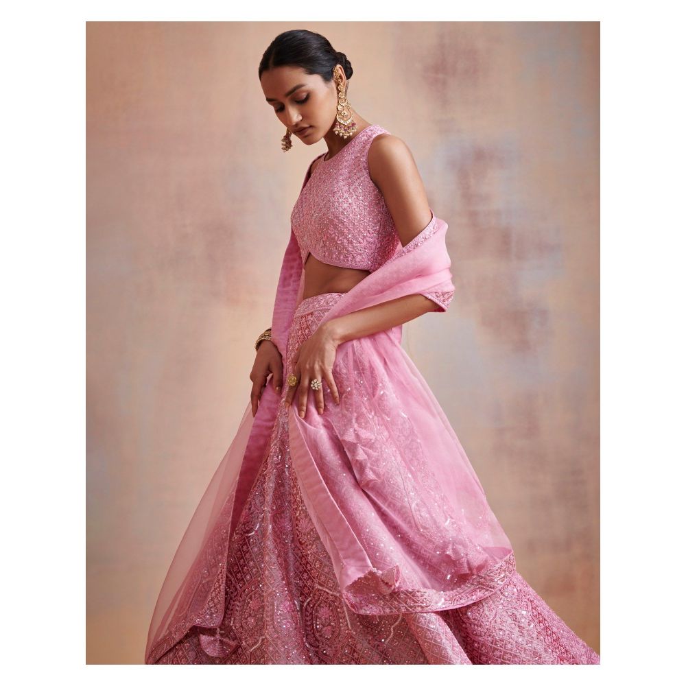 SUHINO Pink Lehenga with Blouse & Dupatta (Set of 3)