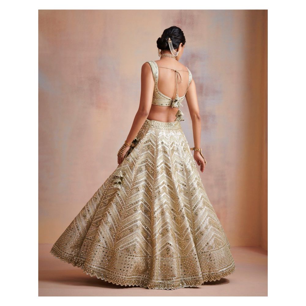 SUHINO Ivory Tissue Lehenga with Blouse & Dupatta (Set of 3)