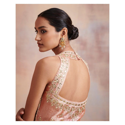 SUHINO Melon Peach Tissue Kurta with Sharara & Dupatta (Set of 3)