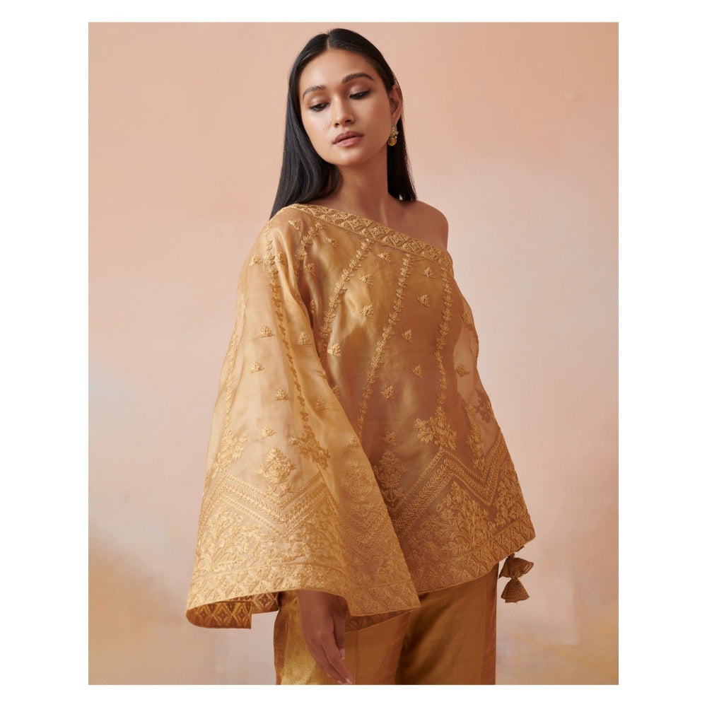 SUHINO Mustard Organza Co-Ord (Set of 3)