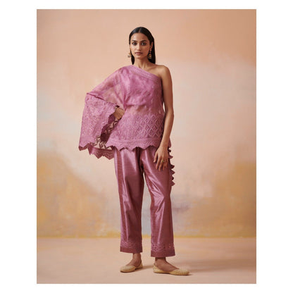 SUHINO Pink Organza Co-Ord (Set of 3)