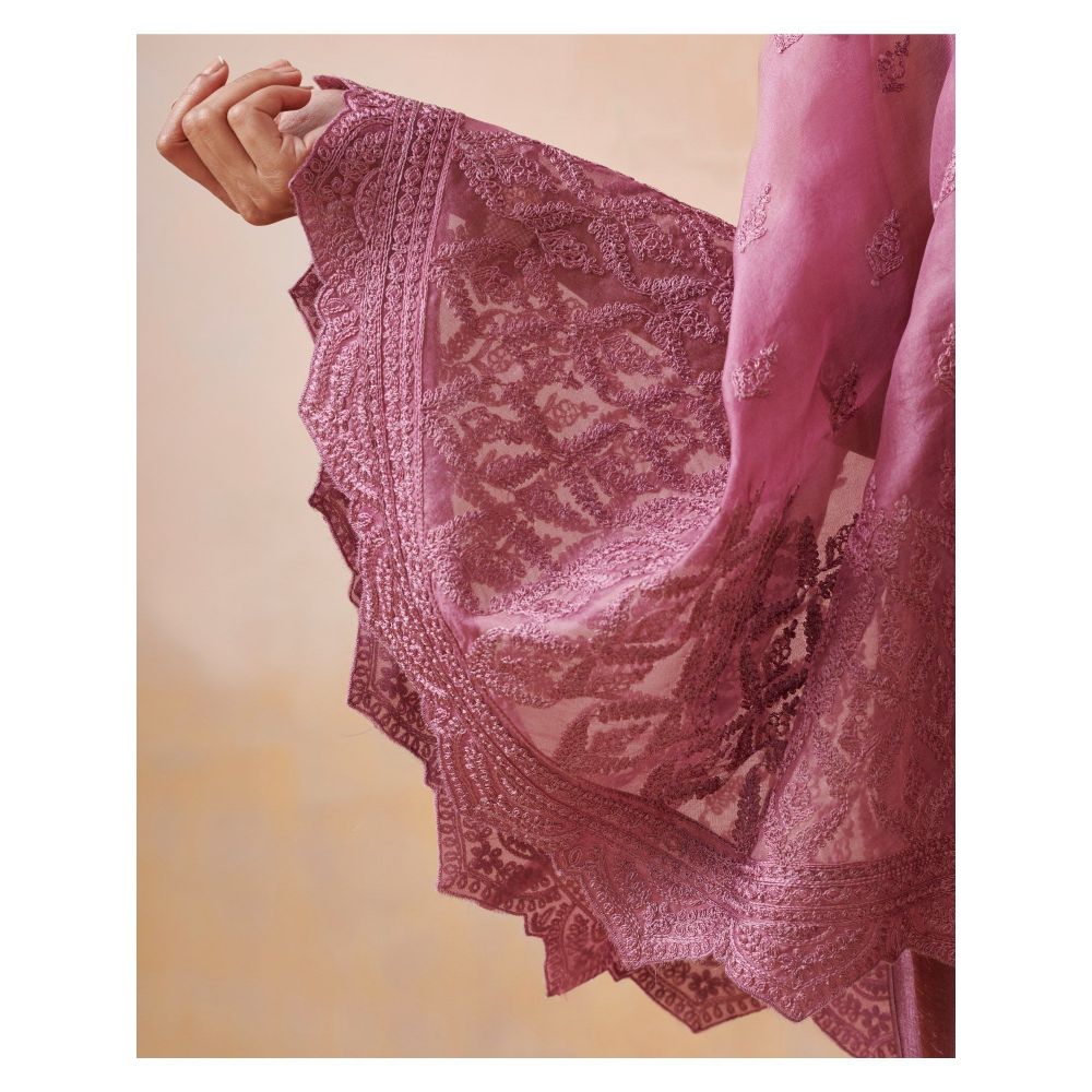 SUHINO Pink Organza Co-Ord (Set of 3)