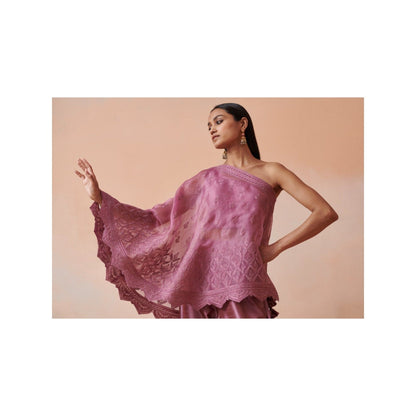 SUHINO Pink Organza Co-Ord (Set of 3)