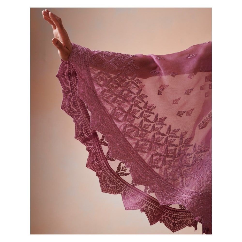 SUHINO Pink Organza Co-Ord (Set of 3)