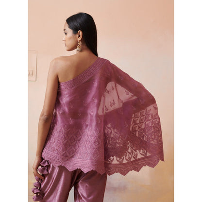 SUHINO Pink Organza Co-Ord (Set of 3)