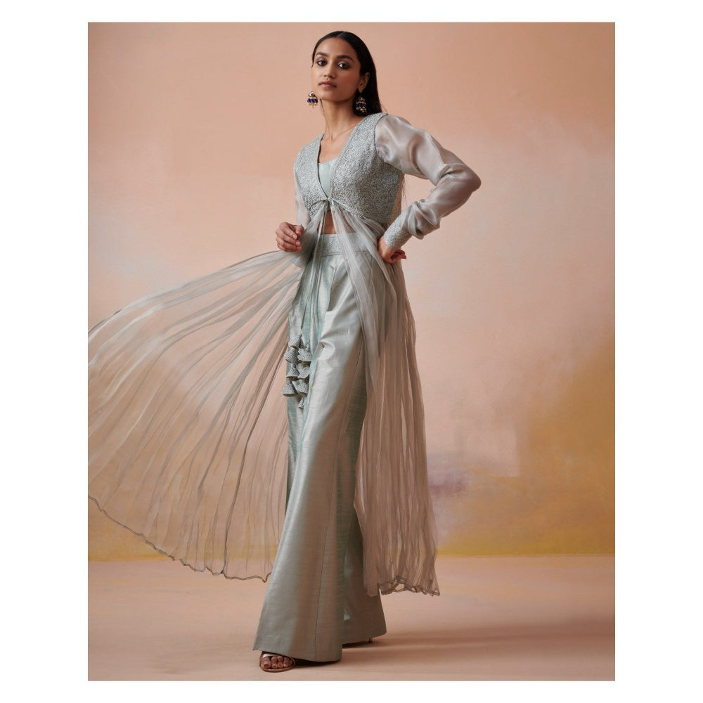 SUHINO Grey Organza Co-Ord (Set of 3)