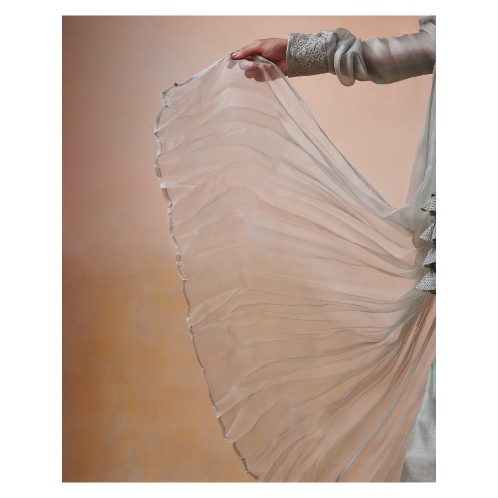 SUHINO Grey Organza Co-Ord (Set of 3)