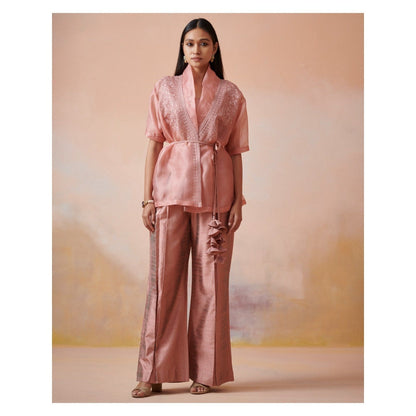 SUHINO Melon Peach Organza Co-Ord (Set of 4)