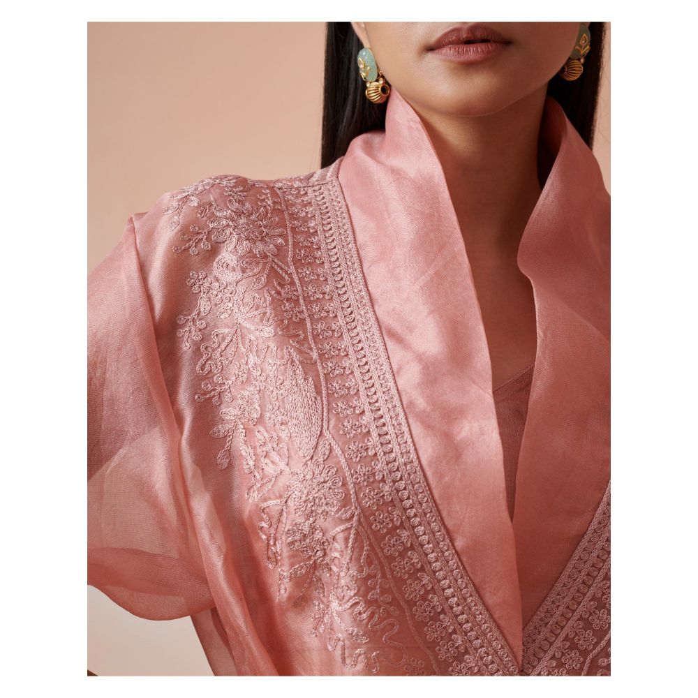 SUHINO Melon Peach Organza Co-Ord (Set of 4)