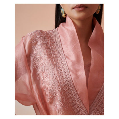 SUHINO Melon Peach Organza Co-Ord (Set of 4)