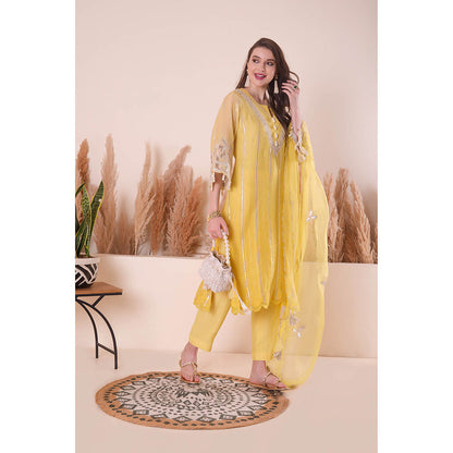 SURABHI ARYA Lemon Zest Kurta with Pant and Dupatta - Yellow