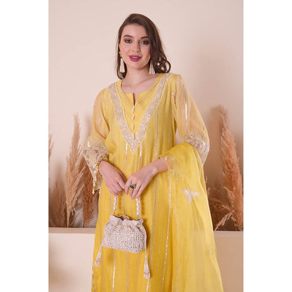 SURABHI ARYA Lemon Zest Kurta with Pant and Dupatta - Yellow