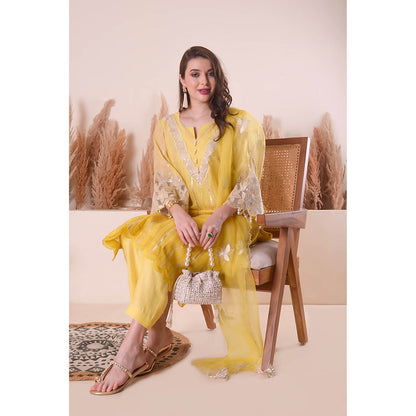 SURABHI ARYA Lemon Zest Kurta with Pant and Dupatta - Yellow