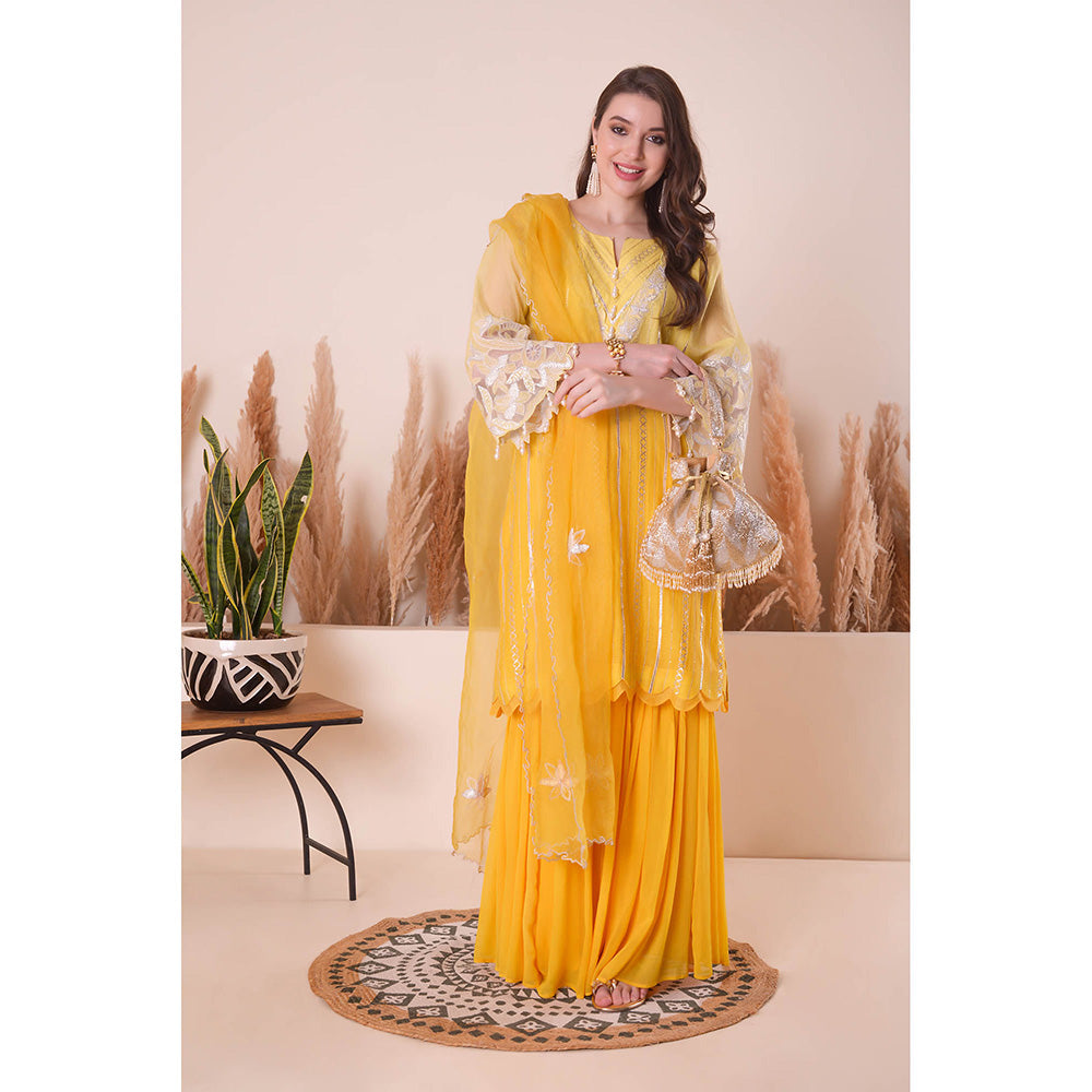 SURABHI ARYA Zesty Sunrise Kurta with Sharara and Dupatta - Yellow