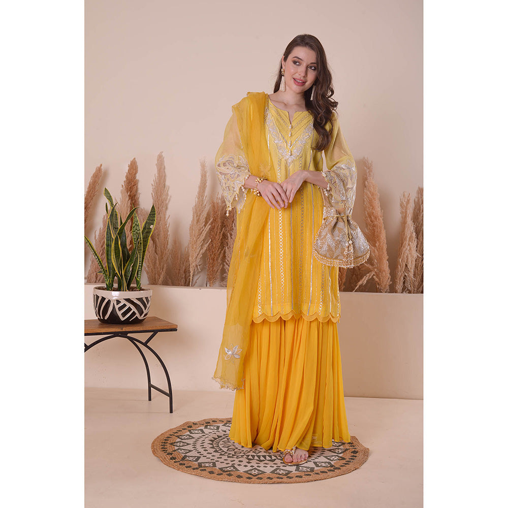 SURABHI ARYA Zesty Sunrise Kurta with Sharara and Dupatta - Yellow