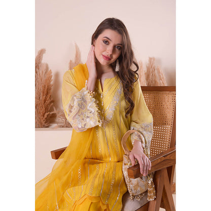 SURABHI ARYA Zesty Sunrise Kurta with Sharara and Dupatta - Yellow