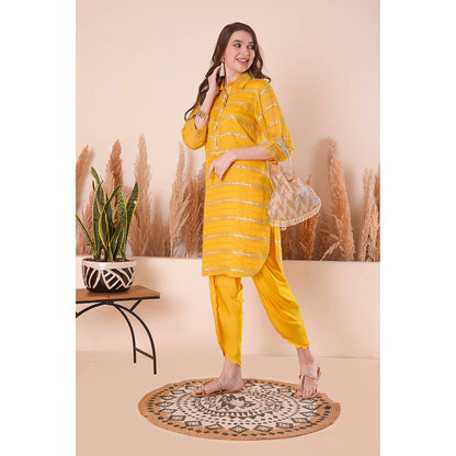 SURABHI ARYA Sunlit Collar Yellow Kurta with Dhoti Pant