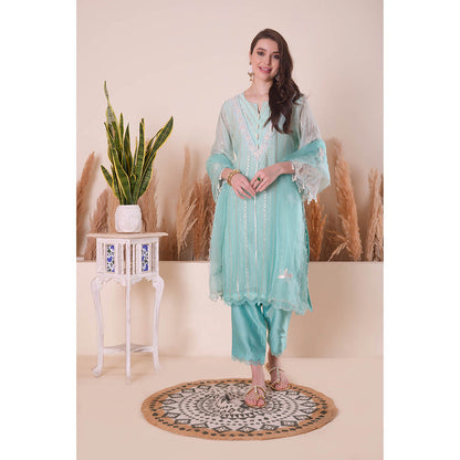 SURABHI ARYA Azure Bliss Kurta with Pant and Dupatta - Blue