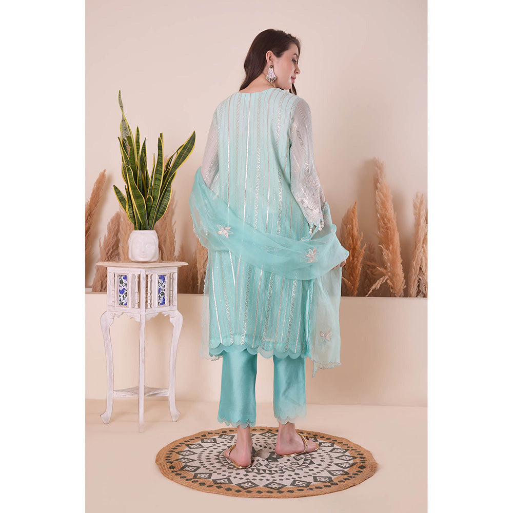 SURABHI ARYA Azure Bliss Kurta with Pant and Dupatta - Blue
