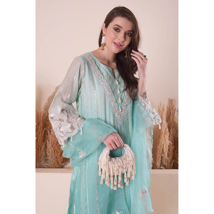 SURABHI ARYA Azure Bliss Kurta with Pant and Dupatta - Blue