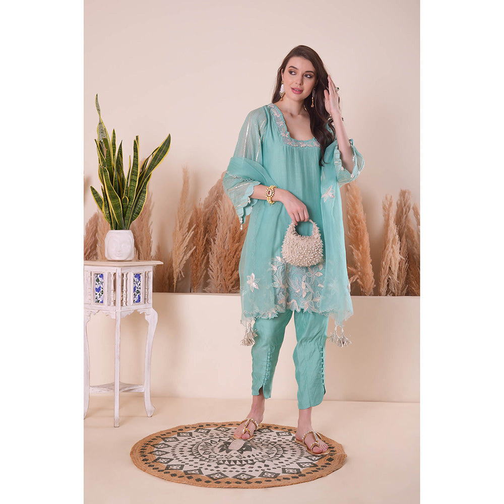 SURABHI ARYA Breezy Sky Blue Harmony Kurta with Pant and Dupatta