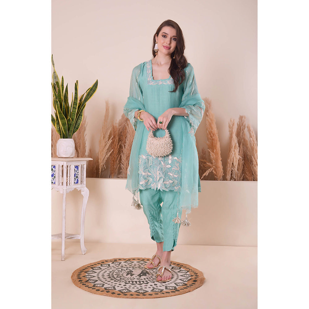 SURABHI ARYA Breezy Sky Blue Harmony Kurta with Pant and Dupatta