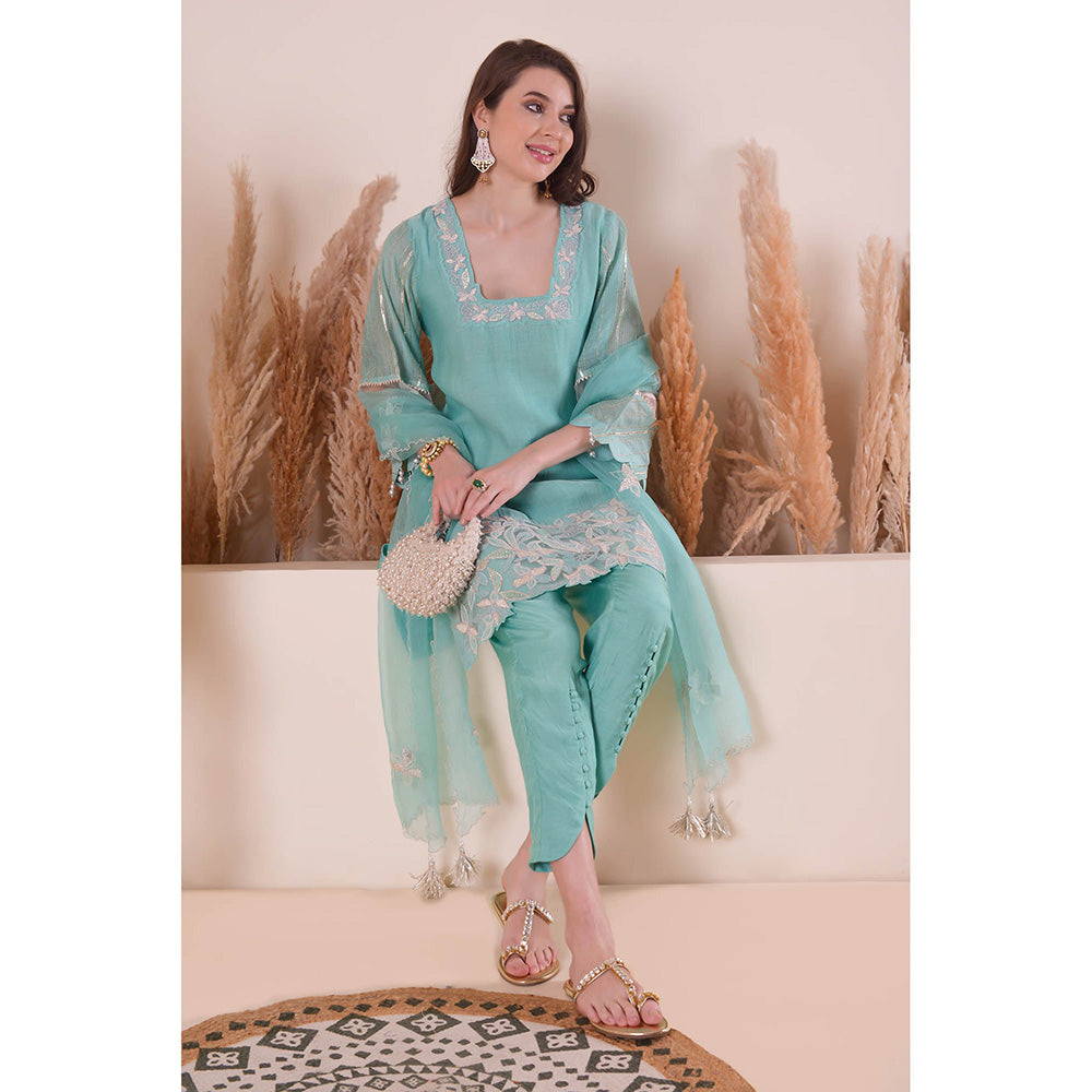 SURABHI ARYA Breezy Sky Blue Harmony Kurta with Pant and Dupatta
