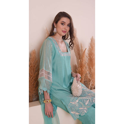 SURABHI ARYA Breezy Sky Blue Harmony Kurta with Pant and Dupatta