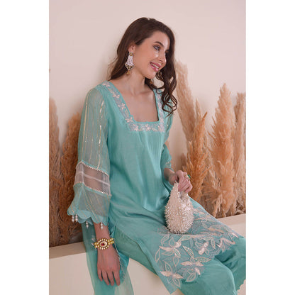 SURABHI ARYA Breezy Sky Blue Harmony Kurta with Pant and Dupatta