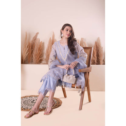 SURABHI ARYA Powder Blue Bliss Kurta with Pant and Dupatta - Lavender