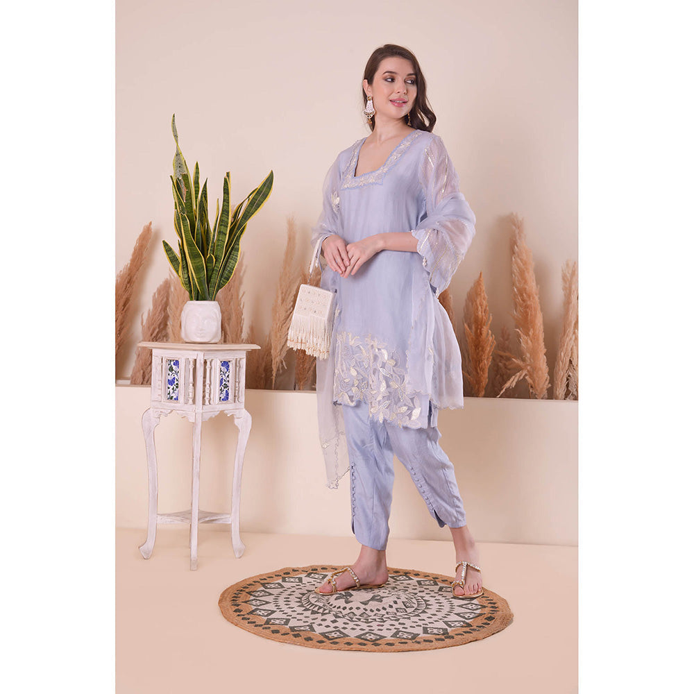 SURABHI ARYA Powder Blue Harmony Kurta with Pant and Dupatta