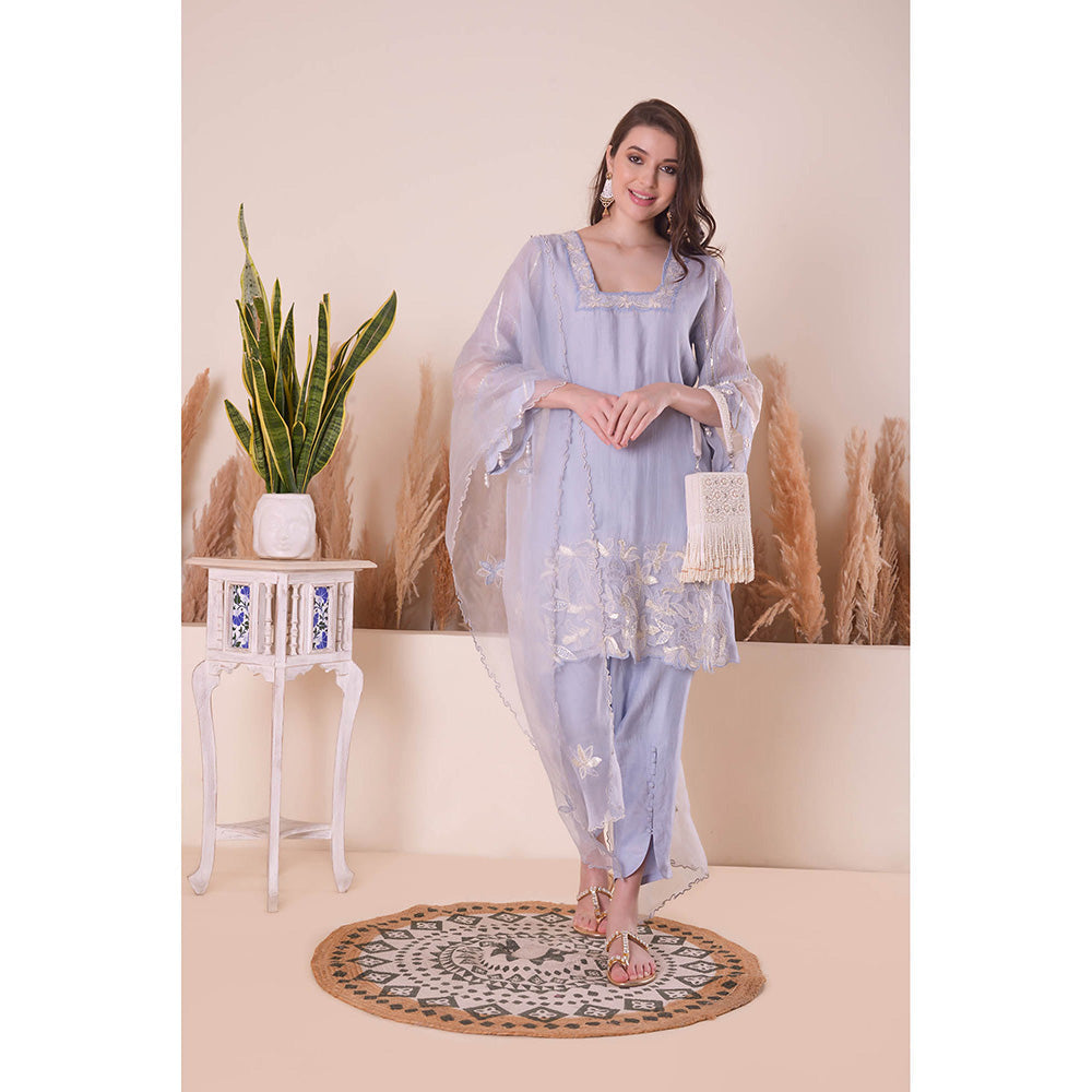 SURABHI ARYA Powder Blue Harmony Kurta with Pant and Dupatta