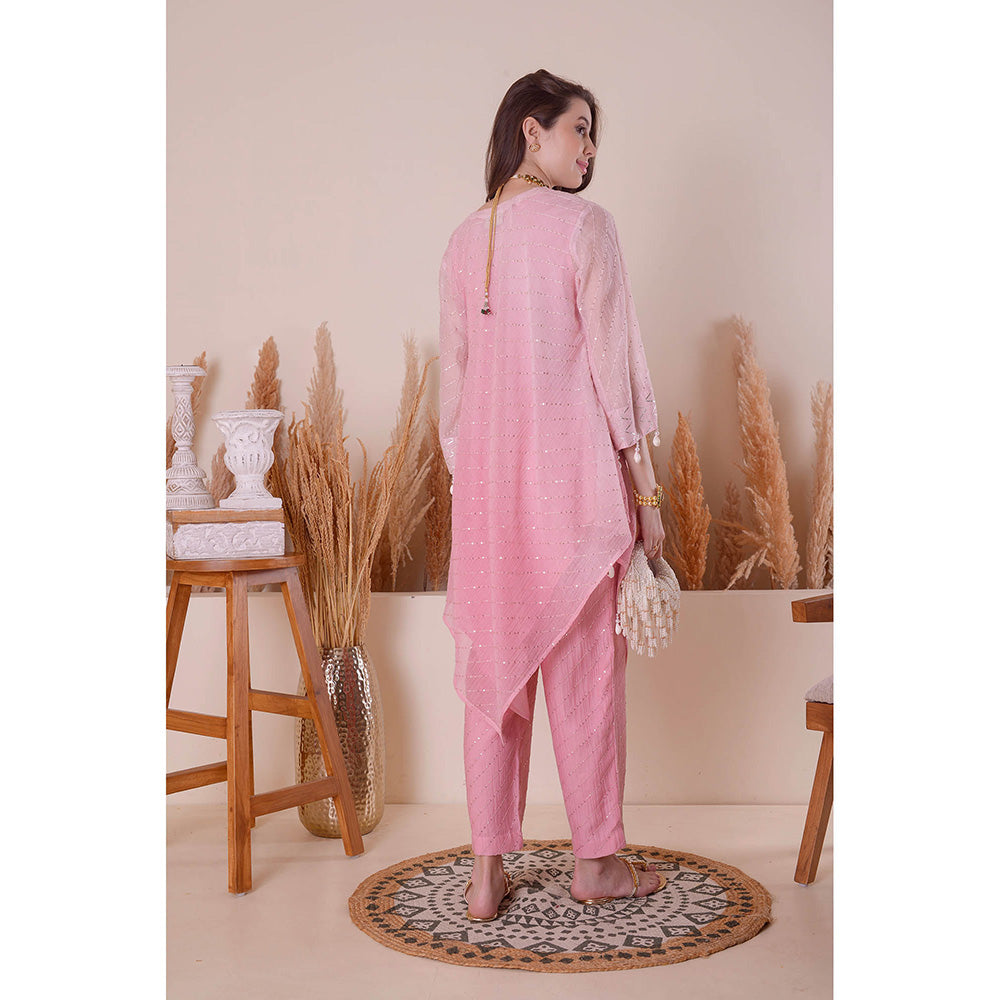 SURABHI ARYA Peony Pink Splendour Kurta with Pant and Dupatta