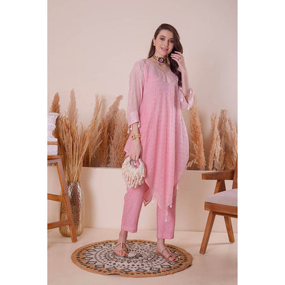 SURABHI ARYA Peony Pink Splendour Kurta with Pant and Dupatta
