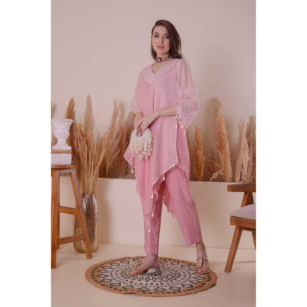 SURABHI ARYA Peony Pink Splendour Kurta with Pant and Dupatta