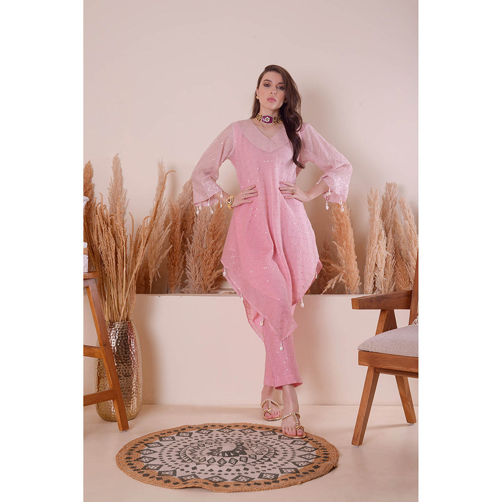 SURABHI ARYA Peony Pink Splendour Kurta with Pant and Dupatta