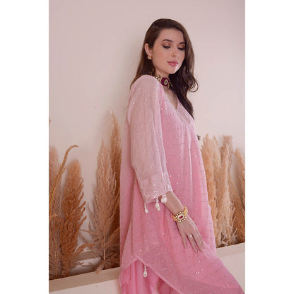 SURABHI ARYA Peony Pink Splendour Kurta with Pant and Dupatta