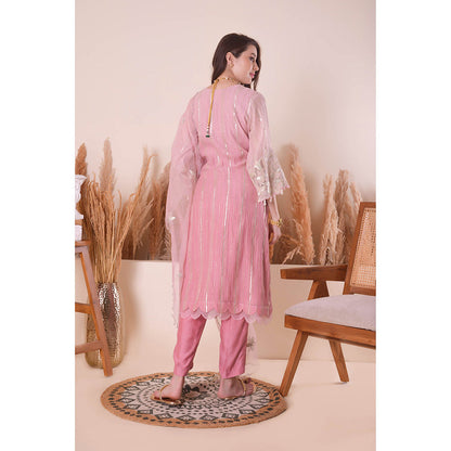 SURABHI ARYA Peony Pink Bliss Kurta with Pant and Dupatta