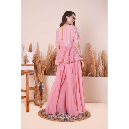 SURABHI ARYA Peony Pink Charming Peplum Top with Sharara